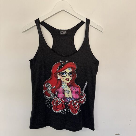 Low Brow Art Co. Miss Cherry Martini Racer Back Tank Top Mod Pin Up Altered Med - Picture 2 of 12